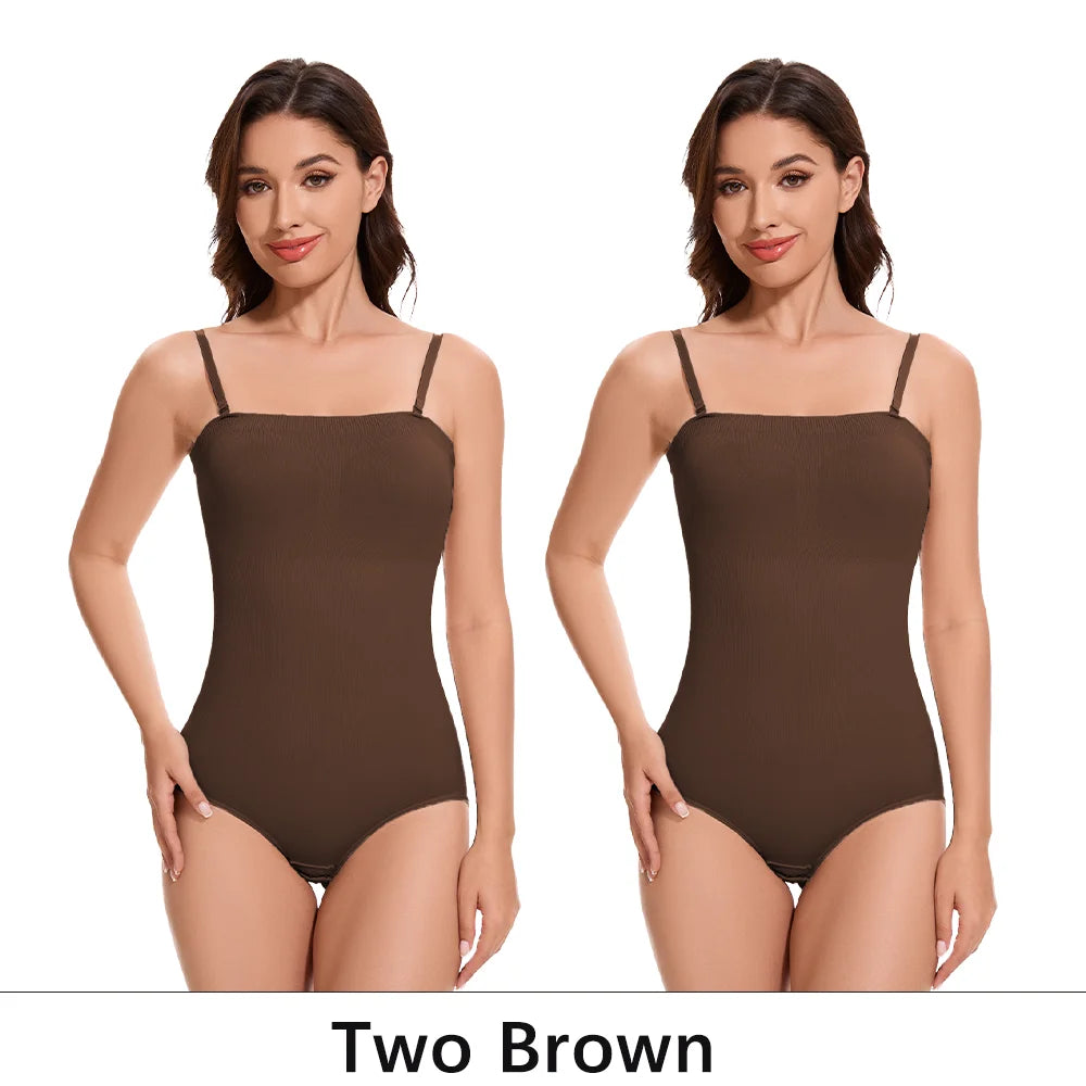 Detachable Shoulder Strap Bodysuit Compression Bodysuits Open Crotch Shapewear Slimming Body Shaper Smooth Out Bodysuit Panties