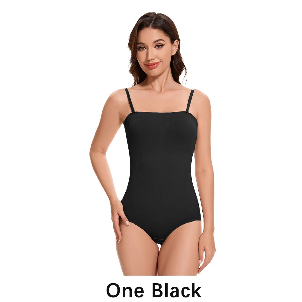 Detachable Shoulder Strap Bodysuit Compression Bodysuits Open Crotch Shapewear Slimming Body Shaper Smooth Out Bodysuit Panties
