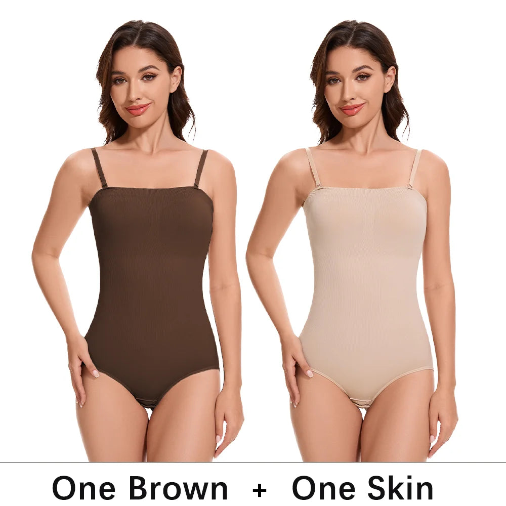 Detachable Shoulder Strap Bodysuit Compression Bodysuits Open Crotch Shapewear Slimming Body Shaper Smooth Out Bodysuit Panties