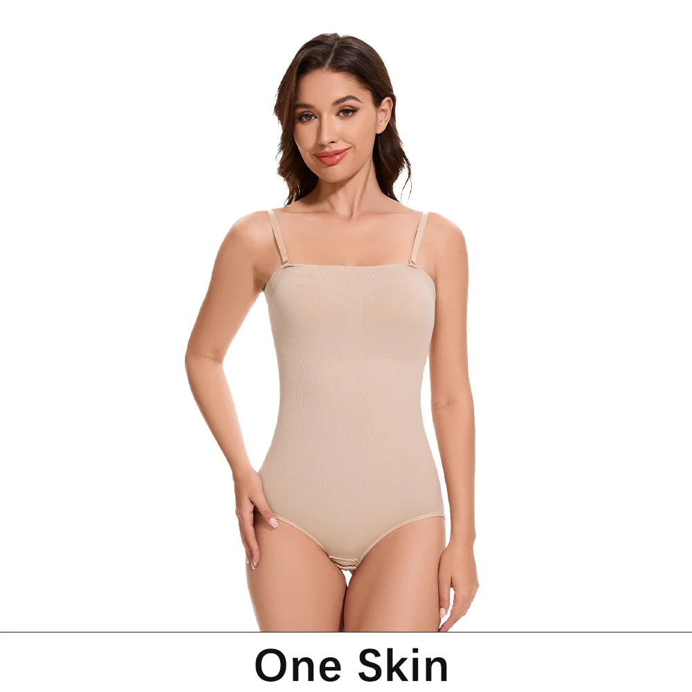 Detachable Shoulder Strap Bodysuit Compression Bodysuits Open Crotch Shapewear Slimming Body Shaper Smooth Out Bodysuit Panties