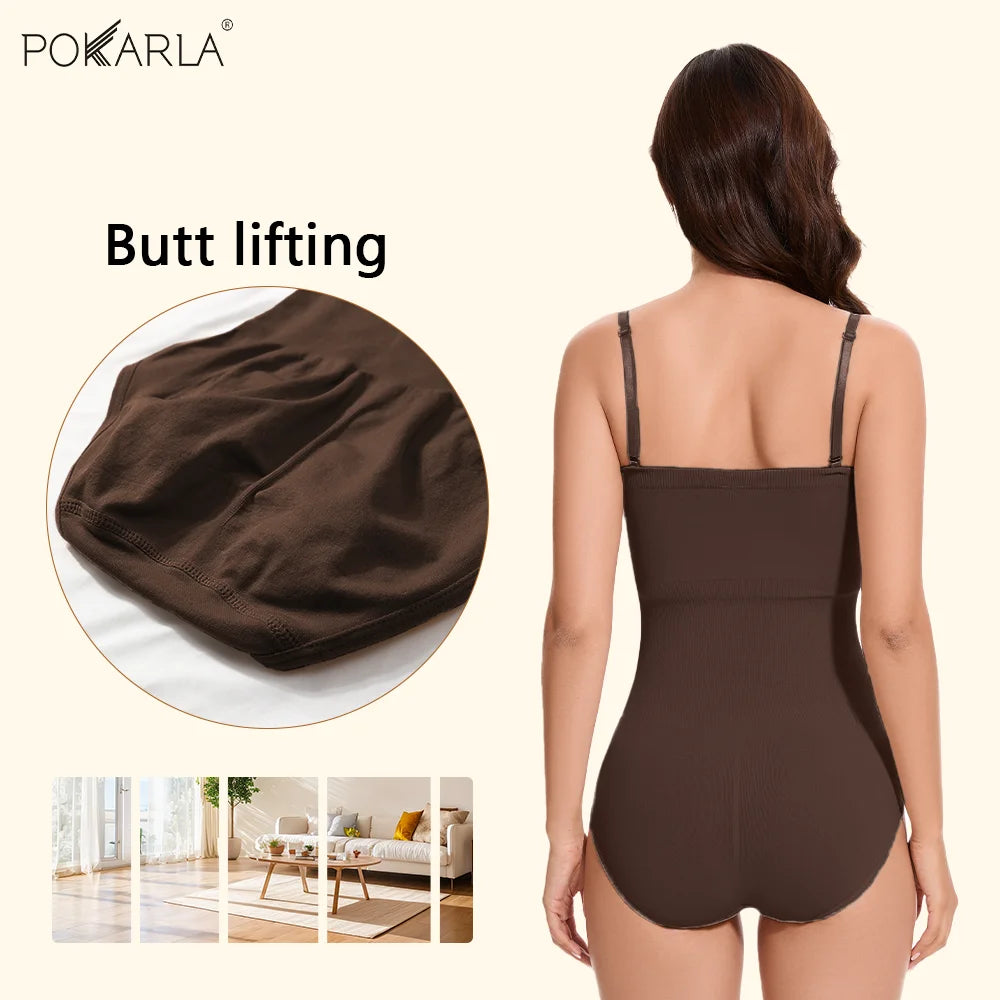 Detachable Shoulder Strap Bodysuit Compression Bodysuits Open Crotch Shapewear Slimming Body Shaper Smooth Out Bodysuit Panties