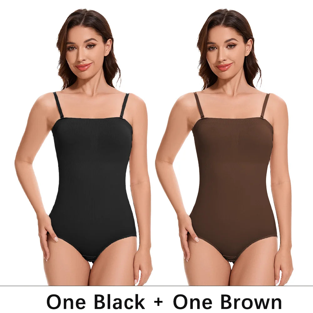 Detachable Shoulder Strap Bodysuit Compression Bodysuits Open Crotch Shapewear Slimming Body Shaper Smooth Out Bodysuit Panties