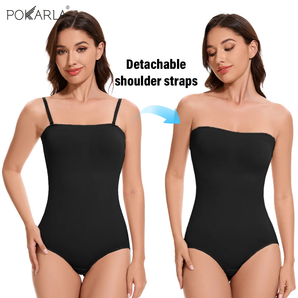 Detachable Shoulder Strap Bodysuit Compression Bodysuits Open Crotch Shapewear Slimming Body Shaper Smooth Out Bodysuit Panties