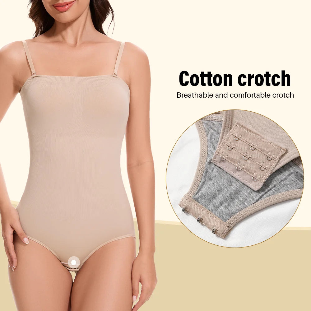 Detachable Shoulder Strap Bodysuit Compression Bodysuits Open Crotch Shapewear Slimming Body Shaper Smooth Out Bodysuit Panties