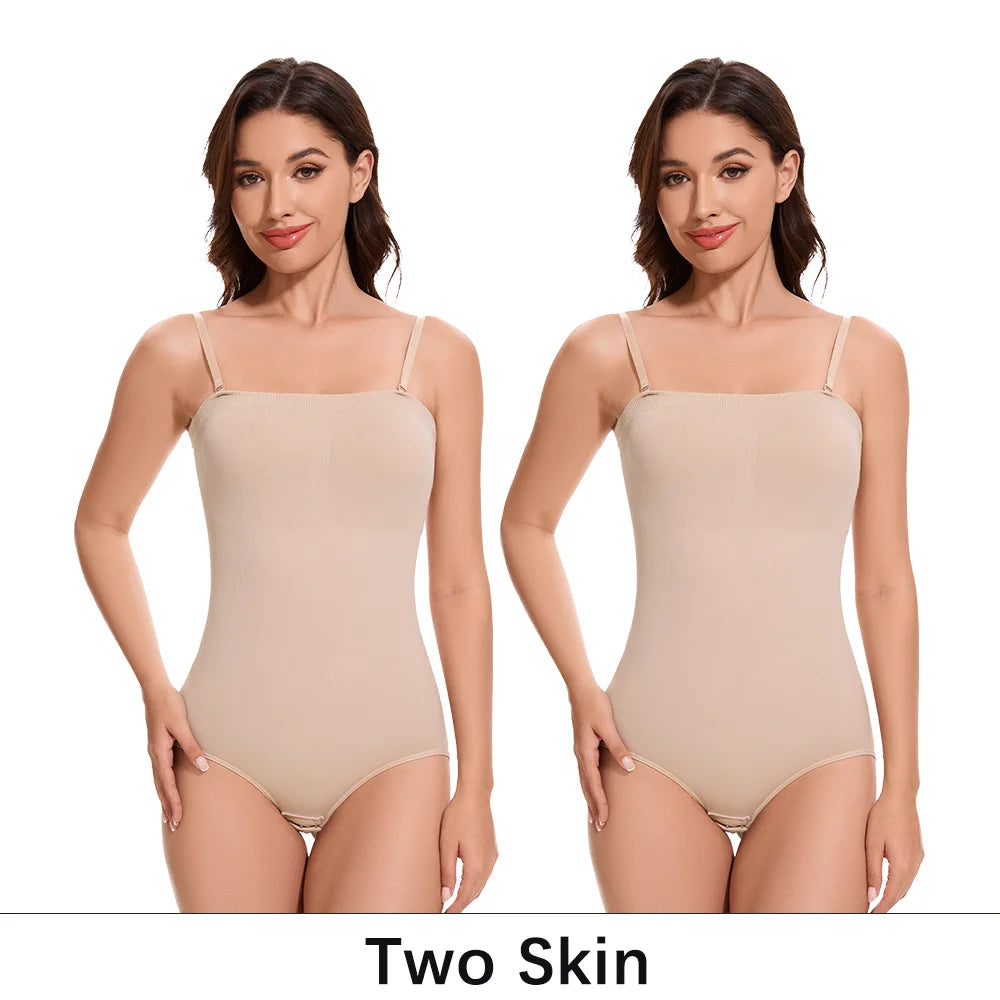Detachable Shoulder Strap Bodysuit Compression Bodysuits Open Crotch Shapewear Slimming Body Shaper Smooth Out Bodysuit Panties