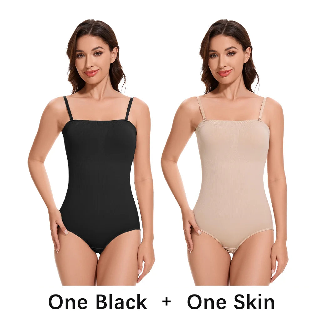 Detachable Shoulder Strap Bodysuit Compression Bodysuits Open Crotch Shapewear Slimming Body Shaper Smooth Out Bodysuit Panties