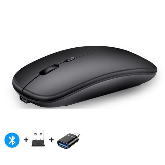 Rechargeable Dual-Mode Wireless Mouse with Bluetooth and 2.4GHz Connectivity for PC, Laptop, and MacBook